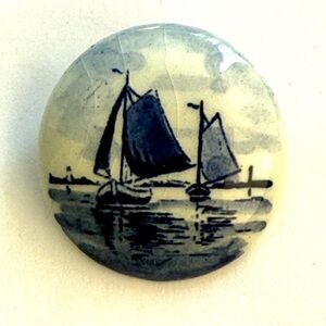Nautical Blue and White Ceramic Art Piece